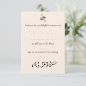 Tiny Bee Wedding Reply Card RSVP Kaartje (Staand voorkant)
