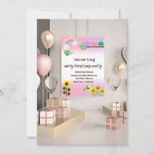 Tiny Bird & flower Theme - Uitnodiging voor Kerstm