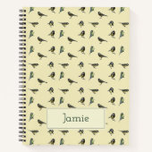 Tiny Birds Pattern on Beige Personalised Notitieboek (Voorkant)
