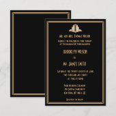 Tiny Black Art Deco Great Gatsby Wedding Invites Kaart (Voorkant / Achterkant)
