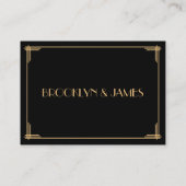 Tiny Black Gold Great Gatsby Art Deco Wedding RSVP Informatiekaartje (Achterkant)
