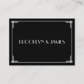 Tiny Black Gold Great Gatsby Art Deco Wedding RSVP Informatiekaartje (Achterkant)
