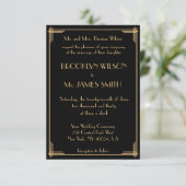 Tiny Black Great Gatsby Art Deco Wedding Invites Kaart (Staand voorkant)
