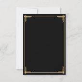 Tiny Black Great Gatsby Art Deco Wedding Invites Kaart (Achterkant)