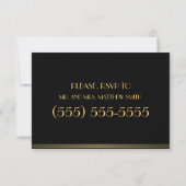 Tiny Black Great Gatsby Wedding Rehearsal Invites Kaart (Achterkant)