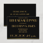 Tiny Black Great Gatsby Wedding Rehearsal Invites Kaart (Voorkant / Achterkant)