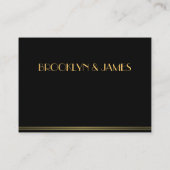 Tiny Black Monogrammed Great Gatsby Wedding RSVP Informatiekaartje (Achterkant)