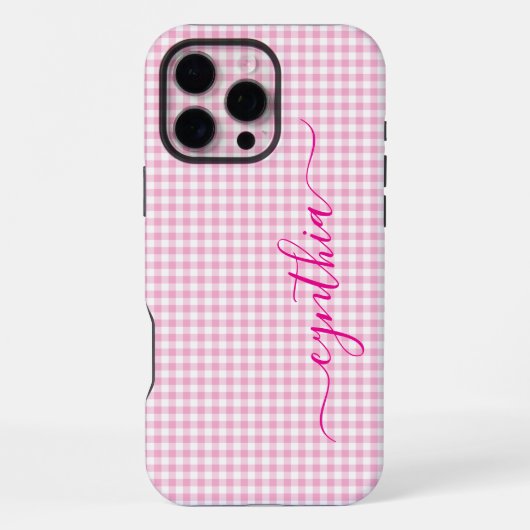 Tiny Bleke Roze Gingham Signature iPhone Hoesje (Achterkant)