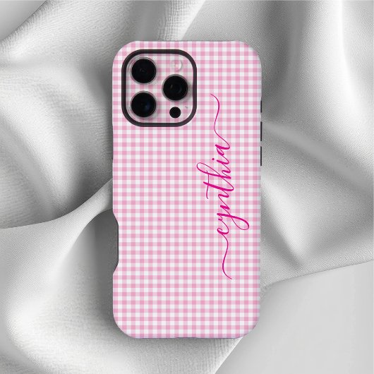 Tiny Bleke Roze Gingham Signature iPhone Hoesje