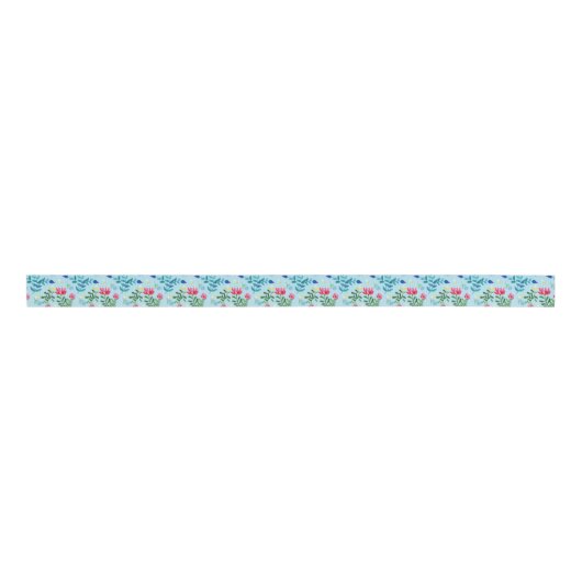 Tiny Bloom Blue Flowers Spring Garden Grosgrain Lint (Voorkant)