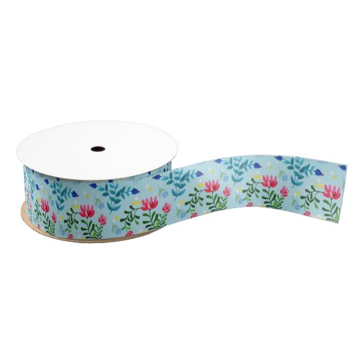 Tiny Bloom Blue Flowers Spring Garden Grosgrain Lint (Spoel)
