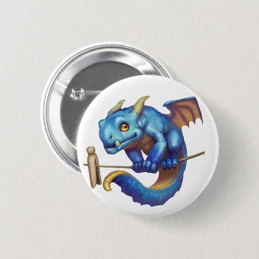 Tiny Blue Dragon Ronde Button 5,7 Cm (Voorkant /achterkant)
