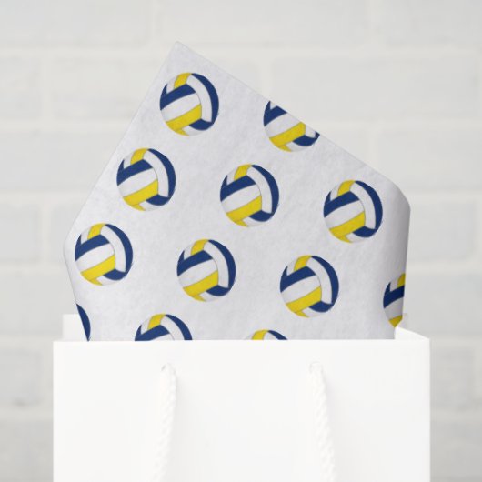 tiny blue gold volleyballs pattern tissuepapier (Cadeauzakje)