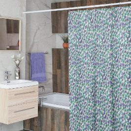 Tiny Blue & Green Bloemen Douchegordijn