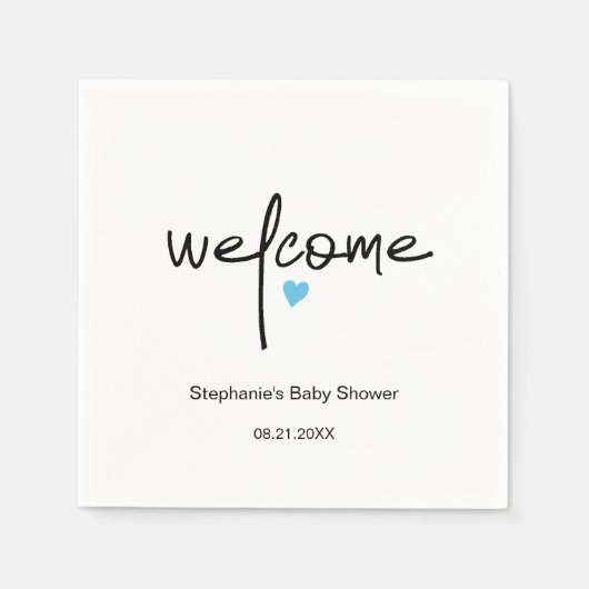 Tiny Blue Heart Paper Napkins voor Boy Shower | Servet (Voorkant)