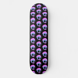 Tiny Blue Roze Cartoon Skulls op zwart Persoonlijk Skateboard