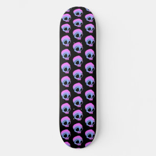 Tiny Blue Roze Cartoon Skulls op zwart Persoonlijk Skateboard