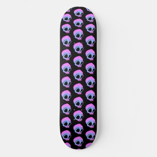 Tiny Blue Roze Cartoon Skulls op zwart Persoonlijk Skateboard (Voorkant)