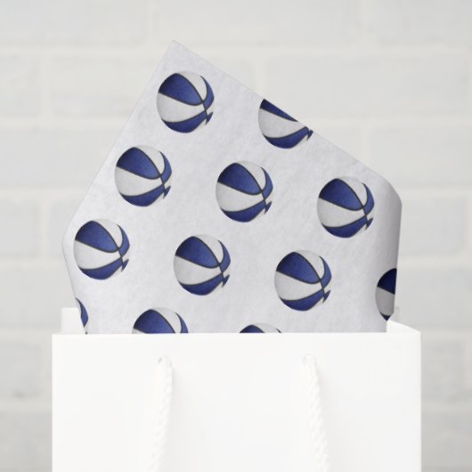 tiny blue white basketballs pattern tissuepapier (Cadeauzakje)