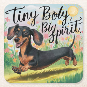 Tiny body teckel, grote geest kartonnen onderzetters