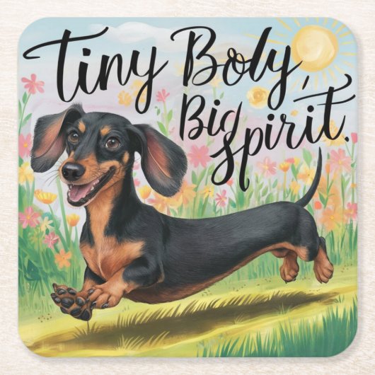 Tiny body teckel, grote geest kartonnen onderzetters (Voorkant)