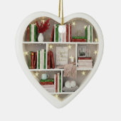 Tiny Book Shelves Christmas Red & Green 2Dprint Keramisch Ornament (Rechts)