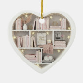 Tiny Book Shelves Pink Bookshelf 2Dprint Books Keramisch Ornament (Voorkant)