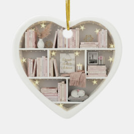 Tiny Book Shelves Pink Bookshelf 2Dprint Books Keramisch Ornament