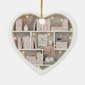 Tiny Book Shelves Pink Bookshelf 2Dprint Books Keramisch Ornament (Achterkant)