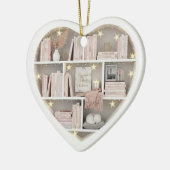 Tiny Book Shelves Pink Bookshelf 2Dprint Books Keramisch Ornament (Links)