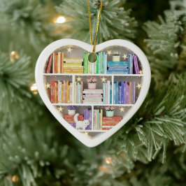 Tiny Book Shelves Rainbow Bookshelf 2Dprint Books Keramisch Ornament