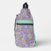 Tiny Bouquet Flowers Lavendel Blauwgroen Sling Bag (Voorkant)