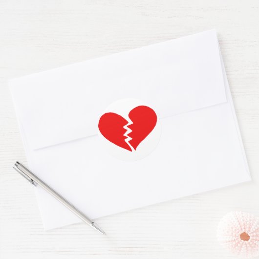 Tiny Broken Heart Ronde Sticker (Envelop)