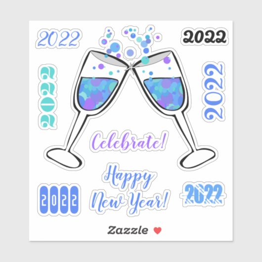 Tiny Bubbles Happy New Year Celebrker Sticker (Vel)