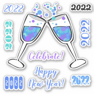 Tiny Bubbles Happy New Year Celebrker Sticker