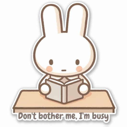 Tiny bunny study Vinyl Sticker (Voorkant)