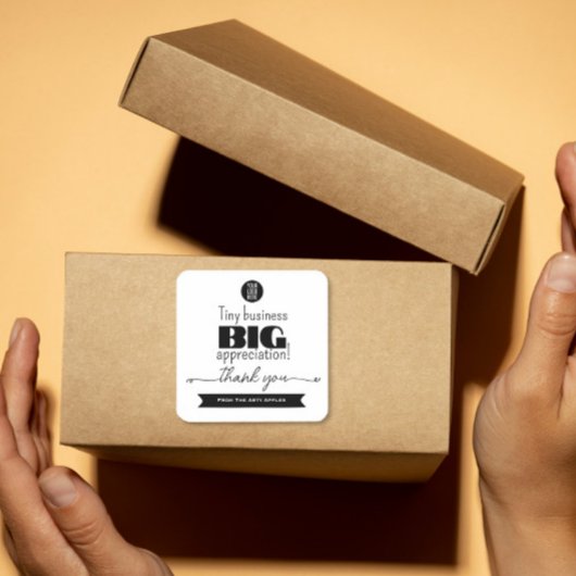 Tiny Business Big Appreciation verpakkingslogo Vierkante Sticker