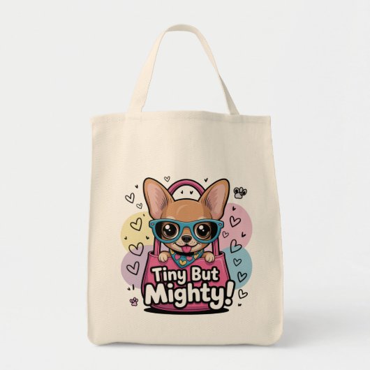 Tiny but Mighty Chihuahua T-Shirt Tote Bag (Voorkant)