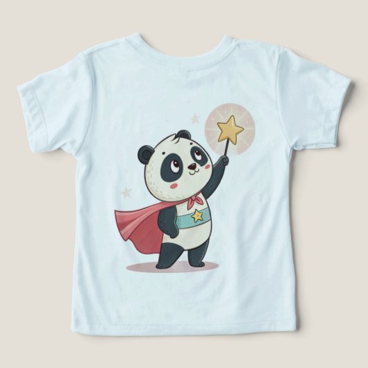 Tiny but Mighty – Superhero Panda Holding a Star  (Design achterkant)