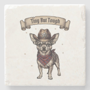 Tiny But Tough' Chihuahua draagt een cowboyhoed Stenen Onderzetter