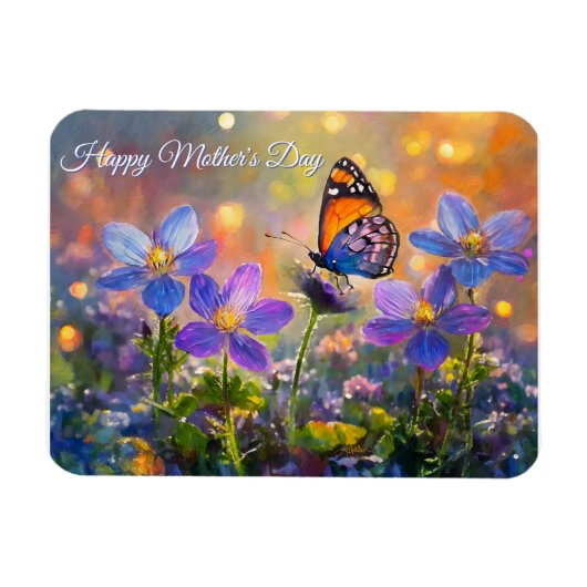Tiny Butterfly On Wildflowers Mother's Day Magneet (Horizontaal)