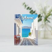 Tiny Cafe Mykonos Griekenland Cycladen Reizen Briefkaart (Staand voorkant)