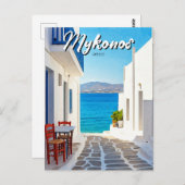 Tiny Cafe Mykonos Griekenland Cycladen Reizen Briefkaart (Voorkant / Achterkant)