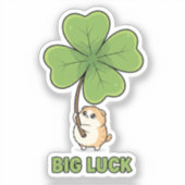 Tiny Cat Holding Giant Four Leaf Clover Big Luck  Sticker (Voorkant)