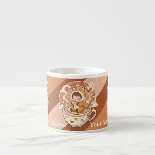 Tiny Chibi Fox Milk Mug for Kids Espresso Kop (Voorkant)