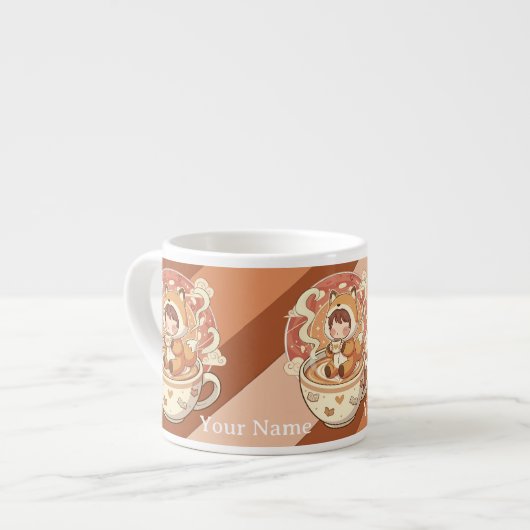 Tiny Chibi Fox Milk Mug for Kids Espresso Kop (Links)