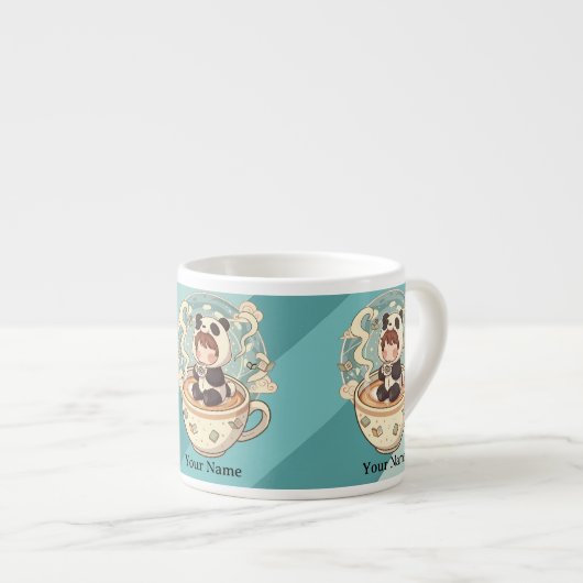 Tiny Chibi Panda Milk Mug for Kids Espresso Kop (Voorkant rechts)