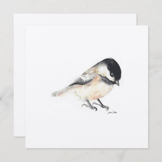 Tiny Chickadee schilderij Waterverf Feestdagenkaart (Voorkant / Achterkant)