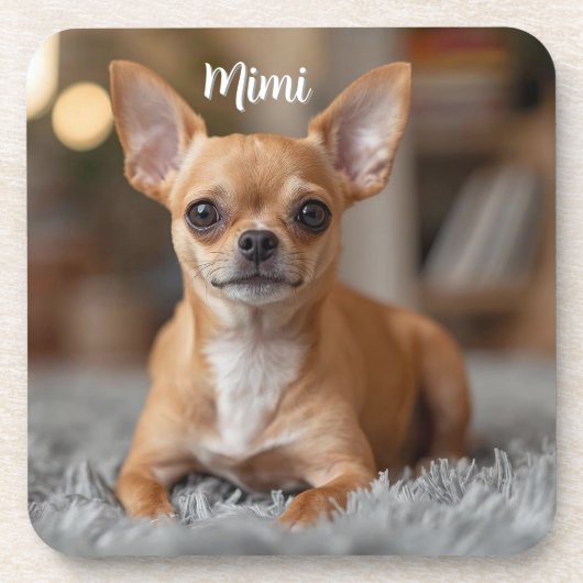 Tiny Chihuahua gepersonaliseerde drank Coaster Set Bier Onderzetter (Voorkant)