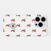 Tiny Chili met Flame Pattern & Custom Initiaal iPhone Hoesje (Achterkant horizontaal)